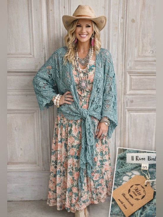 A Rare Bird Jackets & Blazers - NEW!! 🔥 A Rare Bird Crochet 🦋 Butterfly Throwover Cardigan Boho Lace O/S NWT